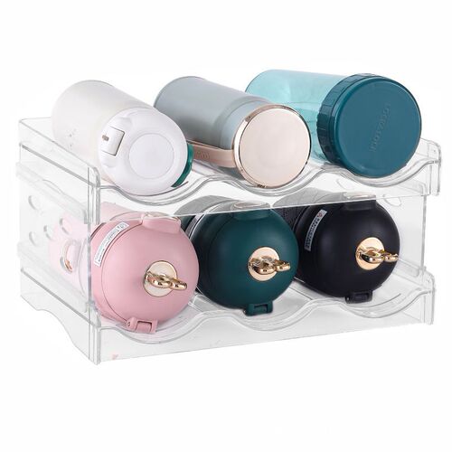Transparent water bottle storage rack cross-border Amazon beverage bottle storage display rack stackable PET red wine thermos cup holder