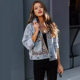 Cross-border autumn and winter Amazon Denim coat women's long sleeve independent station European and American Denim jacket coat women's leopard stitching