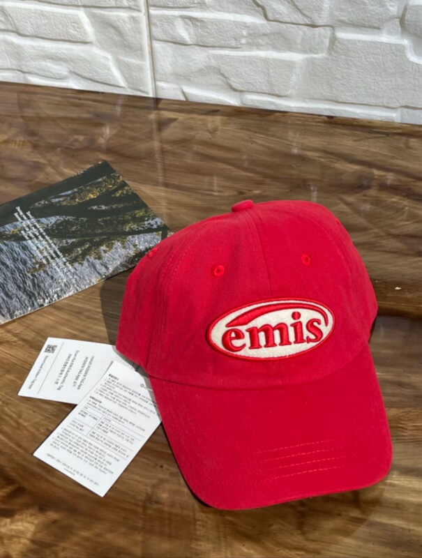 現物韓国潮牌emis帽子クラシック男女カップルモデルと高品質コーラアルファベット刺繍野球|undefined