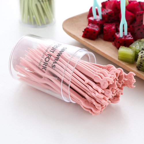 50 pieces disposable household tableware fruit fork dessert cake cute creative salad fork fruit pick set