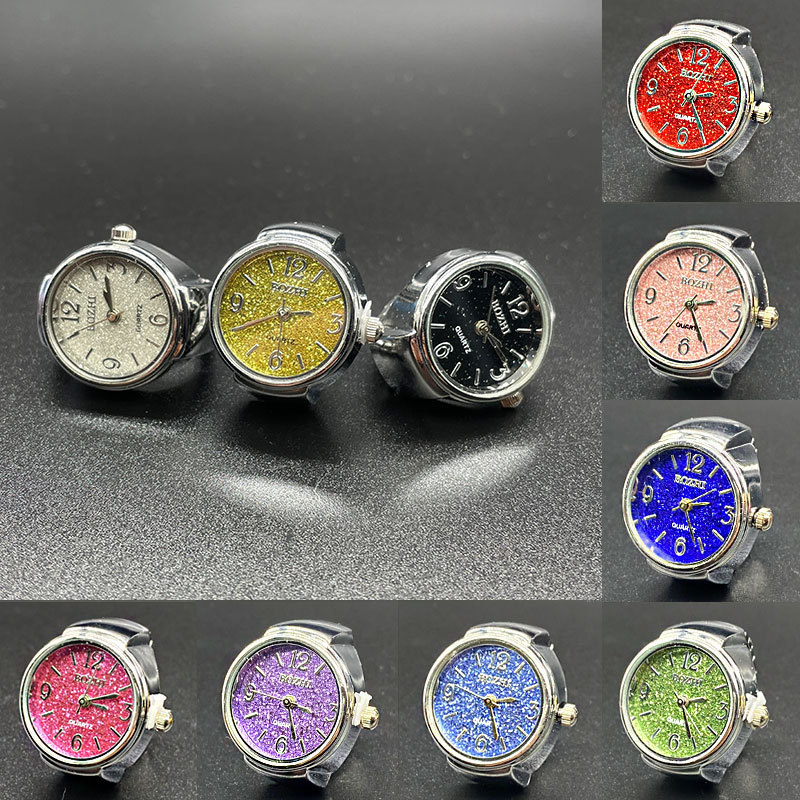 [Ring watch] Amazon new best selling men's and women's creative finger watch alloy silver shell gypsophila factory direct sales