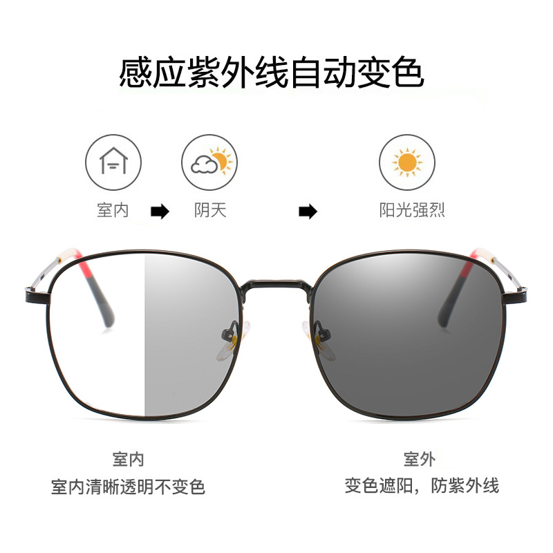 new pattern Blue light glasses Simplicity Box glasses frame fashion Cross border Metal Pingguang Blue light Discoloration glasses