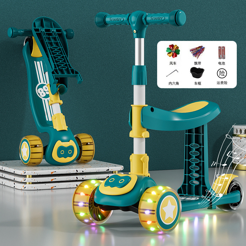 El nuevo Scooter para niños con asiento puede sentarse y deslizarse tres en uno niños y niñas de tres ruedas 1-2-3-5-6 AÑOS NIÑOS