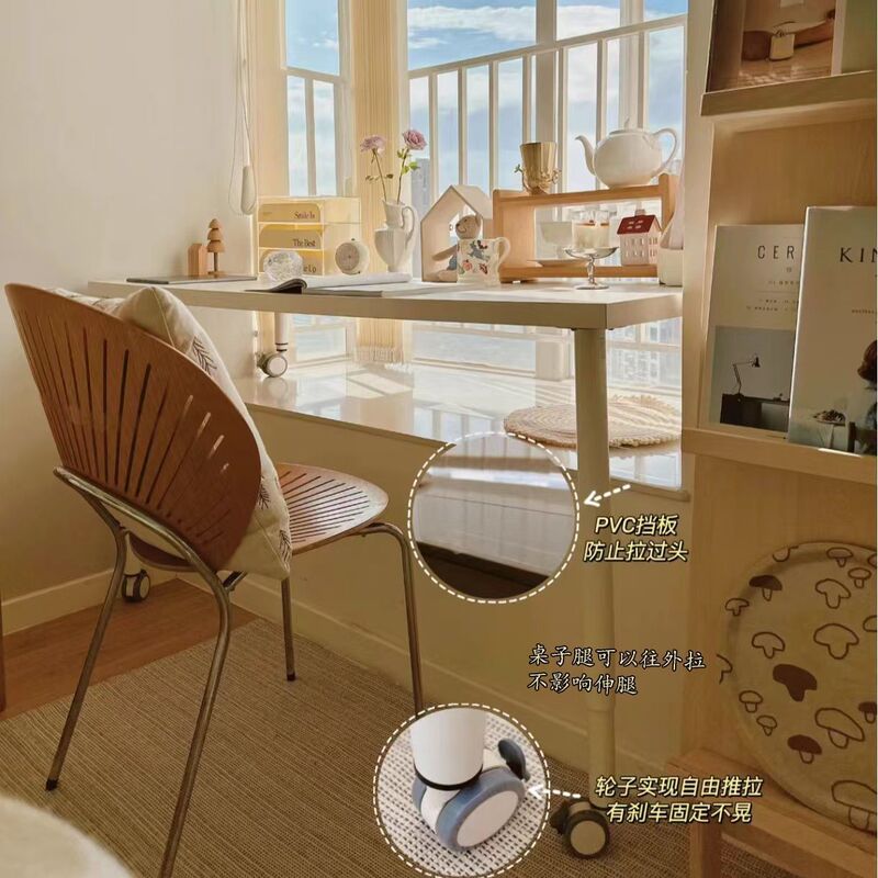 Bay Window Table with Adjustable Height Legs, Suitable for Balcony, Home Study Desk, Bedroom Windowsill Transformation, Computer Desk