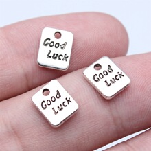 7x9mm 0.5g 多色 欧美爆款DIY材料 双面GOOD LUCK方形吊牌吊坠