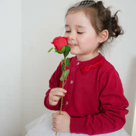 2025新款韩版中小童蝴蝶结儿童毛衣外套纯棉女童针织开衫一件代发