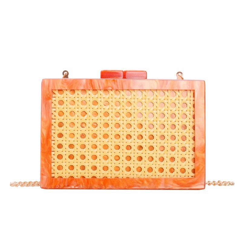 Comercio exterior transfronterizo damas nueva moda de fiesta de caña bolsa acrílica bolsa de cena de hombro único bolsa de mano de banquete inclinada