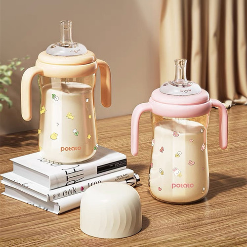 Potato little potato cat PPSU three-use bottle gift box baby bottle straw cup learning drinking cup 300ml