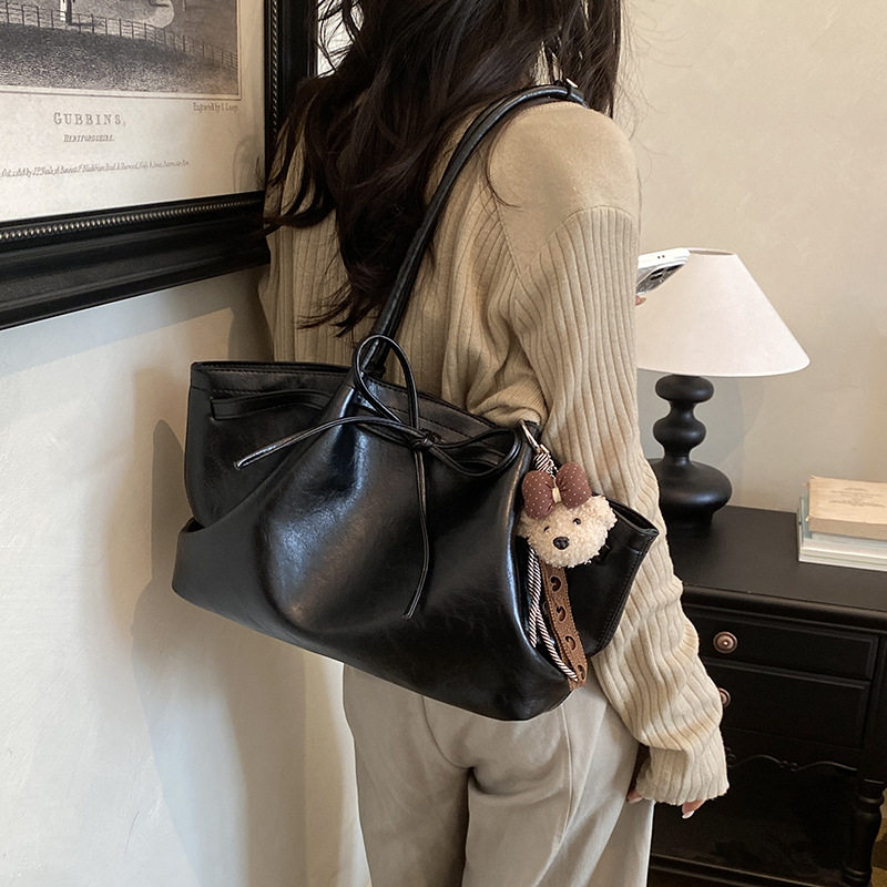 Túi tote nữ cỡ lớn dáng shopping đeo vai kẹp nách — Màu cà phê Không có mặt dây chuyền, Màu nâu không có mặt dây chuyền, Rượu vang đỏ không có mặt dây chuyền, Đen không có mặt dây chuyền chi tiết 19