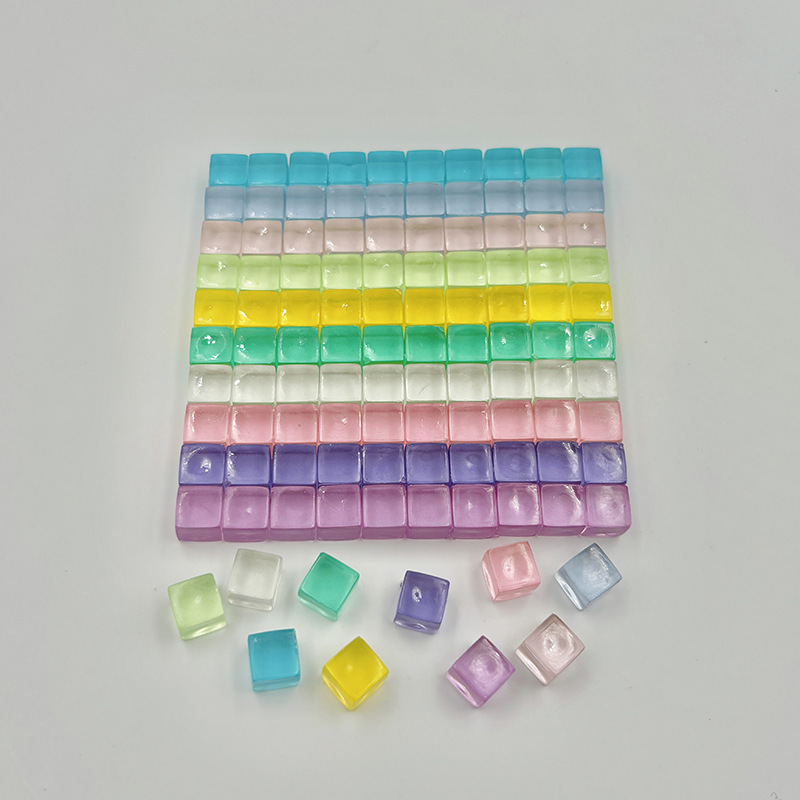 8mm fake ice acrylic simulation luminous ice diy transparent square plastic ice bar shooting props