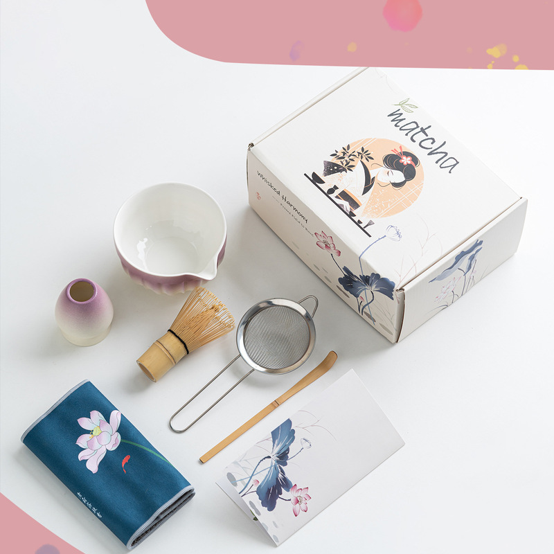 窑变花瓣雾莲渐变抹茶碗跨境专供抹茶工具套装工厂直销百本茶筅立|undefined