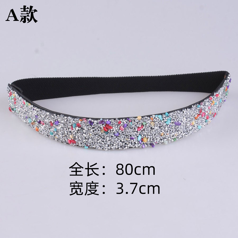 Bling rhinestone diamante-incrustado elástico cinturón ancho flash Diamante de las mujeres todo partido cristal cintura sello moda cinturón elástico