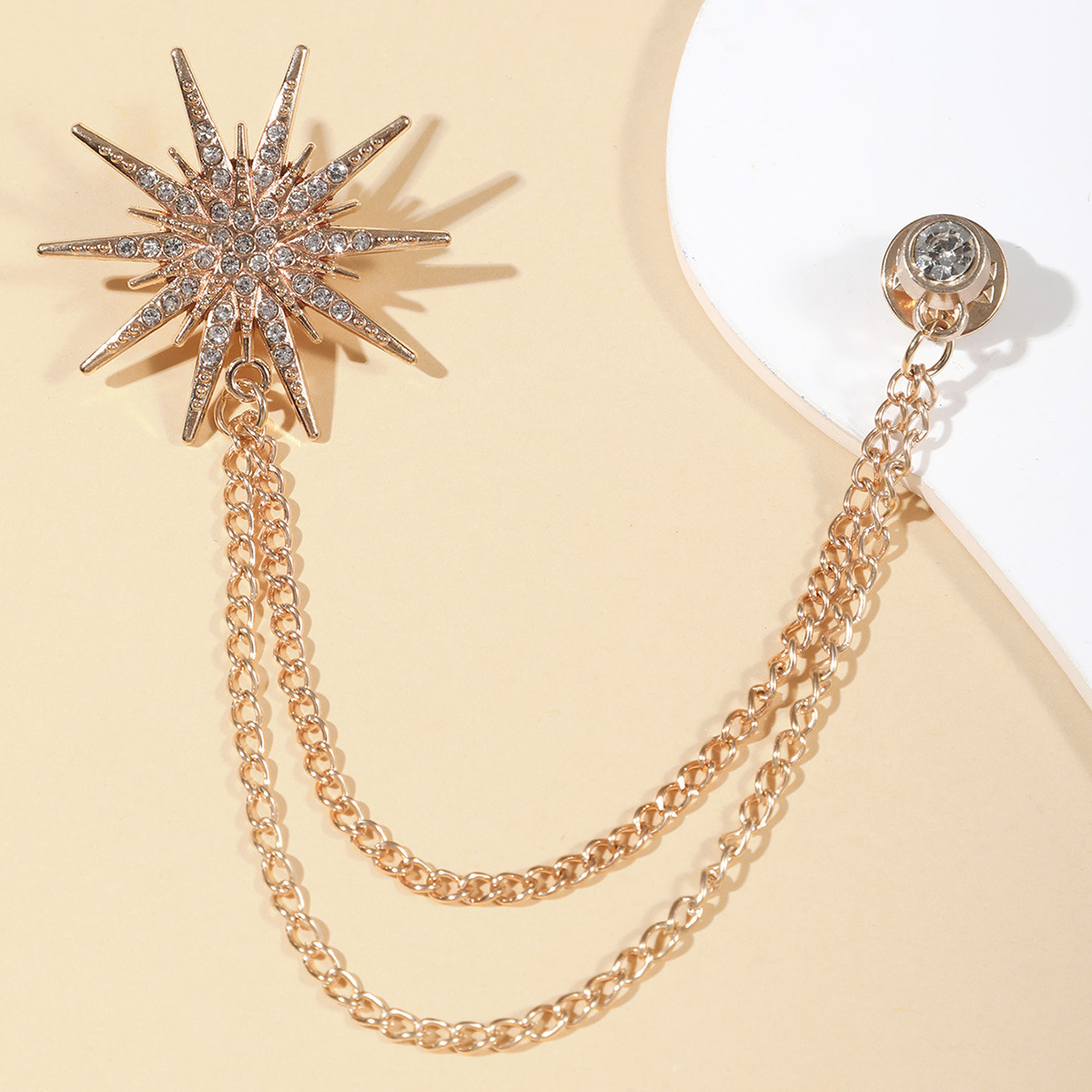 Professional suit Chain Brooch Chain Accessories Suit Coat Jacket Corsage High-end Women's Collar Flash Star Accessories Men