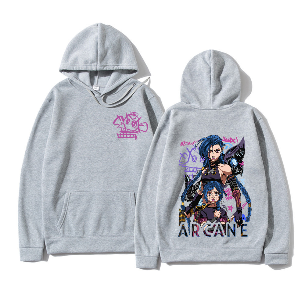 Arcane Jinx Hoodie Fashion Men Harajuku Anime Rabbit Monkey