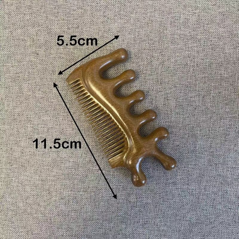 檀木按摩梳多功能头皮经络按摩梳太极鱼两用五齿头部经络梳|undefined