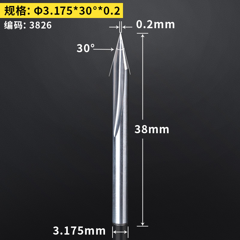 Huhao 3.175/4/6mm doble hoja recta ranura afilado Cuchillo CNC cónico cuchillo grabado máquina herramienta cuchillo de alivio profundo