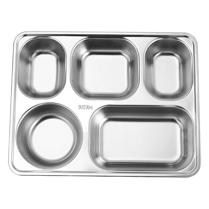 304 пластина из нержавеющей стали для взрослых и детей столовая квадратное отделение Ланч-бокс утолщенная рисовая тарелка с крышкой тарелка для фаст-фуда