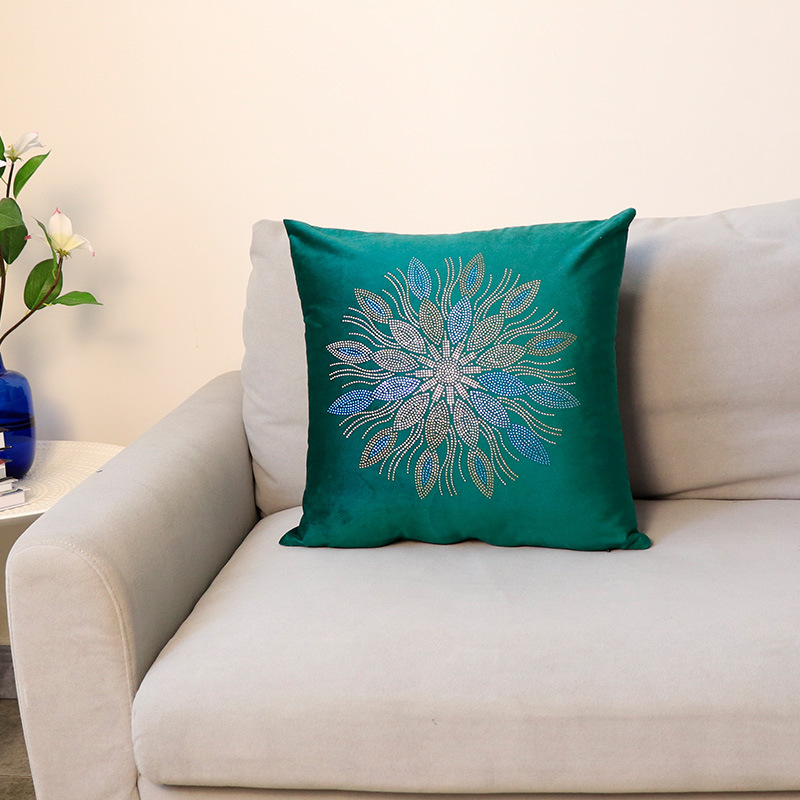 Moderno semplice colore olandese velluto strass fiore federa decorazione della casa modello camera divano cuscino fodera all'ingrosso_voghion.com