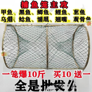 Fishing Cage Flower Basket Crucian Carp Net Cage Snakehead Fish Cage Turtle Cage Fishing Net Automatic Folding Fish Catching Tool Flower Blue Fish Cage