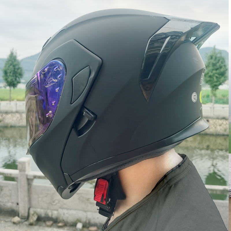 Motuoche 3C Certified Motorcycle Helmet Large Size Detachable Full Helmet (Auto Parts and Accessories) - 4xl-ch101-matte-blacktitanium-blue-with-balaclavaanti-fog-film