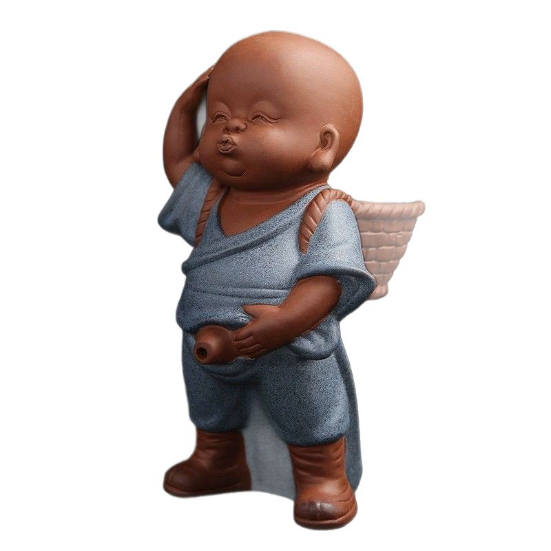 Чайная фигурка из пурпурной глины «мальчик-писака», 7,8×7×14 см, смена цвета, смола/керамика