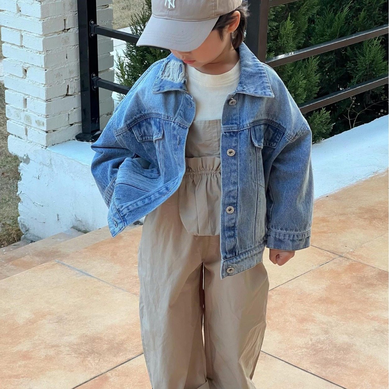Topper Egg Korean-style Children's Clothing 2024 Spring New Boys and Girls Children's Denim Jacket Collar Broken Denim Suit Trendy