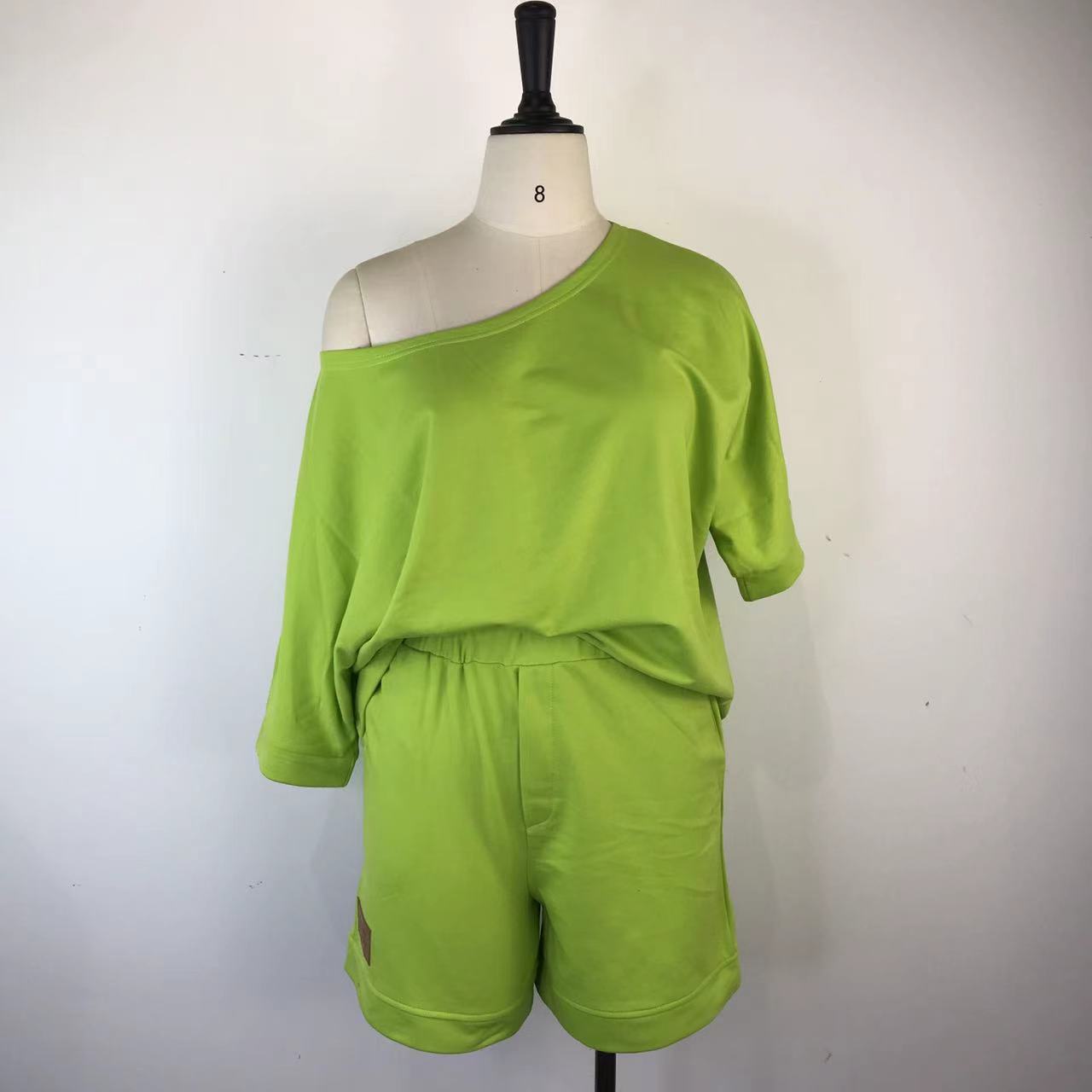 Damenbekleidung Mode Pullover Hosenanzug eine Schulter trägerlos lose zweiteiliger Anzug_voghion.com