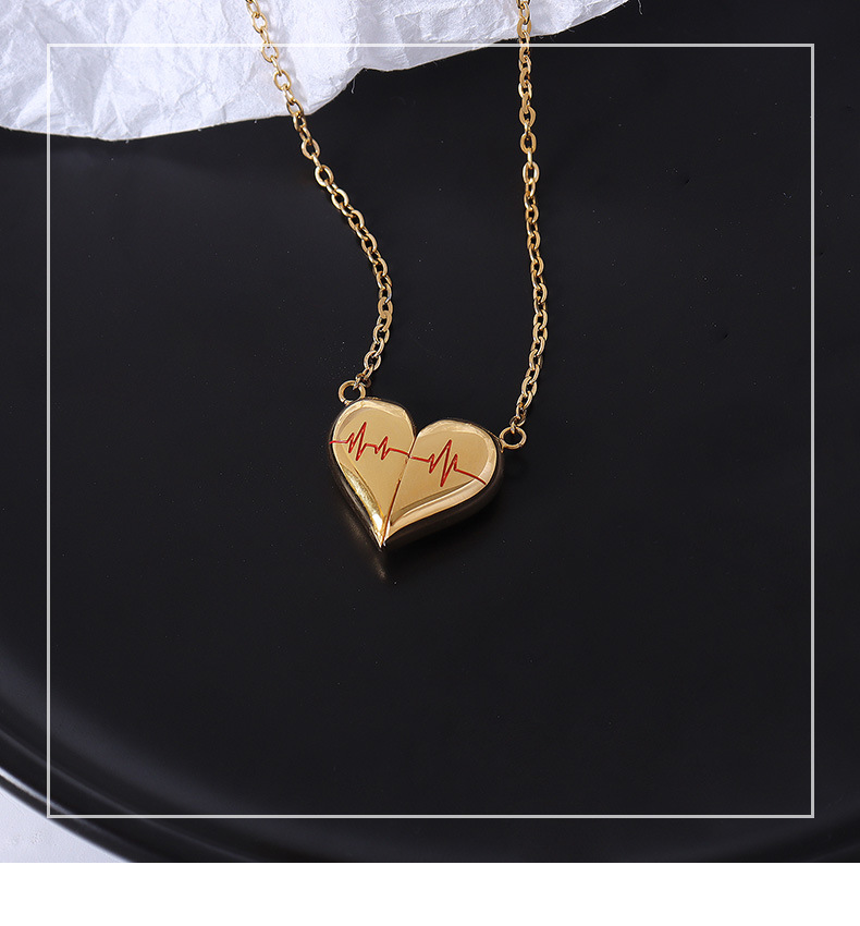 8g Weight Necklace Classification Wedding, Travel Occasion Jewelry Magnet Attract Heart Pendant Personalized Necklace Titanium Steel Clavicle Chain