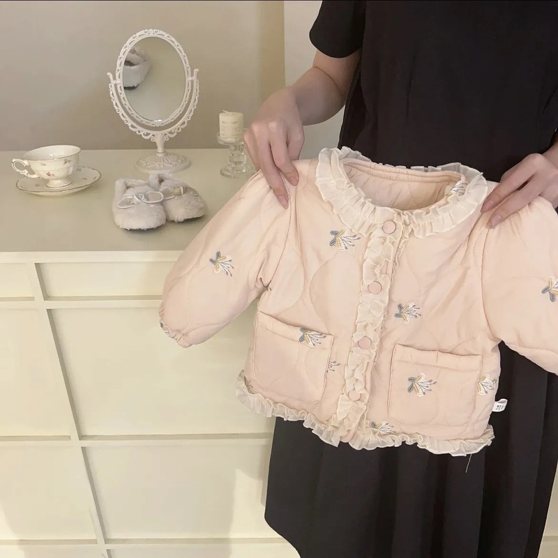 女の子の綿服のコート秋冬服2024子供の綿入れの上着|undefined