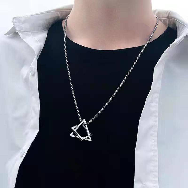 Punk Cool Style Triangle Titanium Steel Men's Pendant Necklace display picture 3