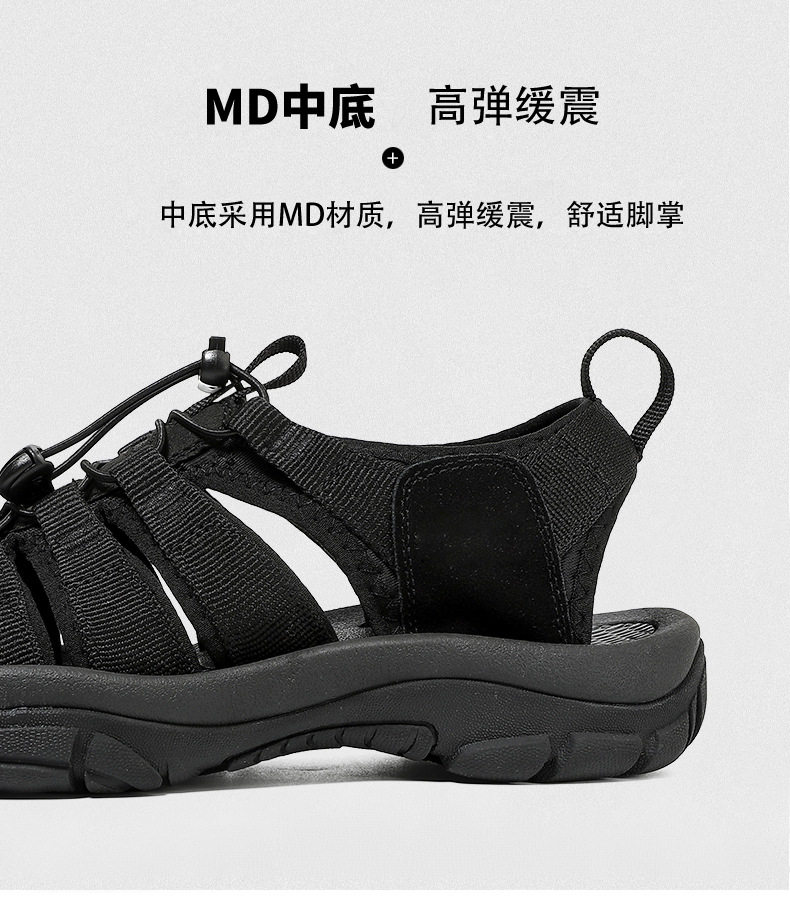 Dép sandal nam bít mũi đế dày thoáng khí đi biển, đi bộ ngoài trời — 6973 Màu xanh lá cây, 6973 Màu đen, 6973 màu cam, 6973 màu hoa chi tiết 8