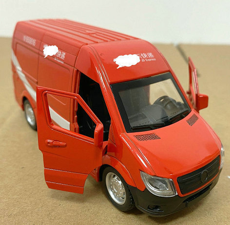 Commercial Car Model Alloy Car Toy Alloy Pull-Back Car Van Express Car Transport Vehicle
