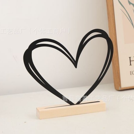 New Heart-Shaped Desktop Ornament for Living Room, Office Desk Decoration, Metal Heart with Pine Wood Base Decoration New Heart-Shaped Desktop Ornament for Living Room, Office Desk Decoration, Metal Heart with Pine Wood Base Decoration