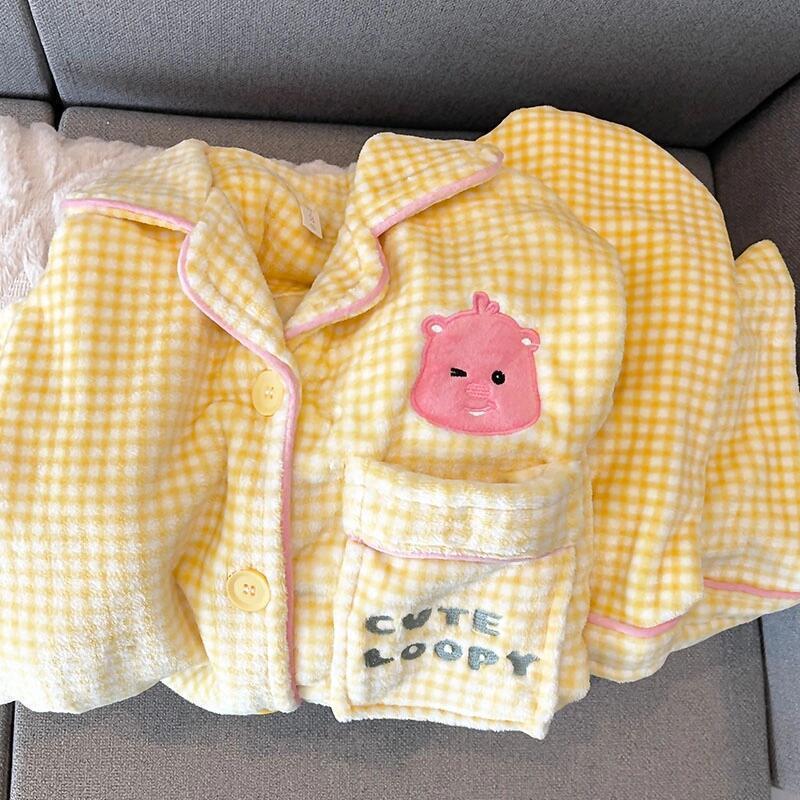 New Coral Velvet Pajamas for Women in Autumn and Winter Fleece-Lined and Thickeneded Flannel Can Be Worn Outside Warm Home Clothes Suit Winter