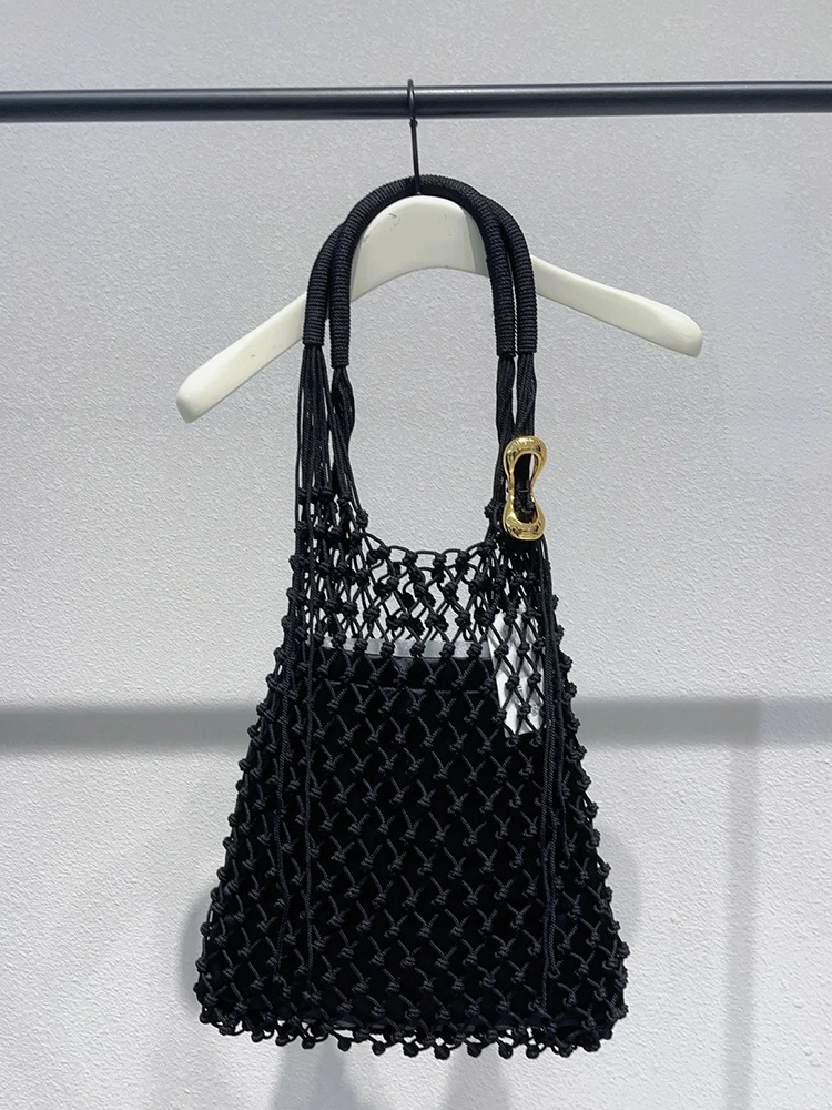 2024 new niche women's mesh single shoulder handbag large capacity tote simple woven bag personality_voghion.com