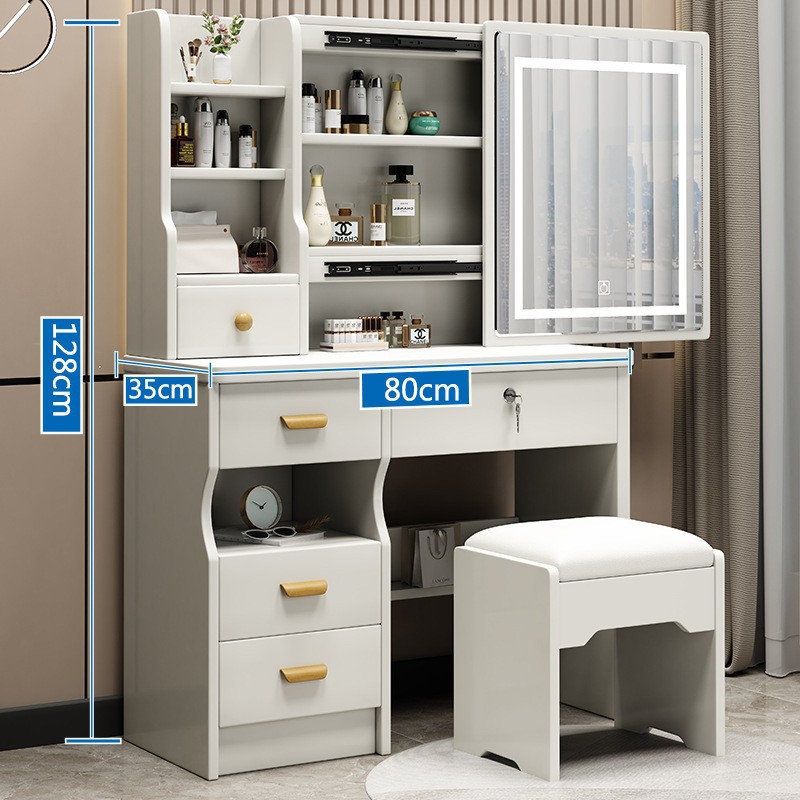 Mesa moderna minimalista, mesa de maquillaje de estilo de crema, dormitorio, mini tocador, alquiler de casa, gabinete de maquillaje en uno image 31