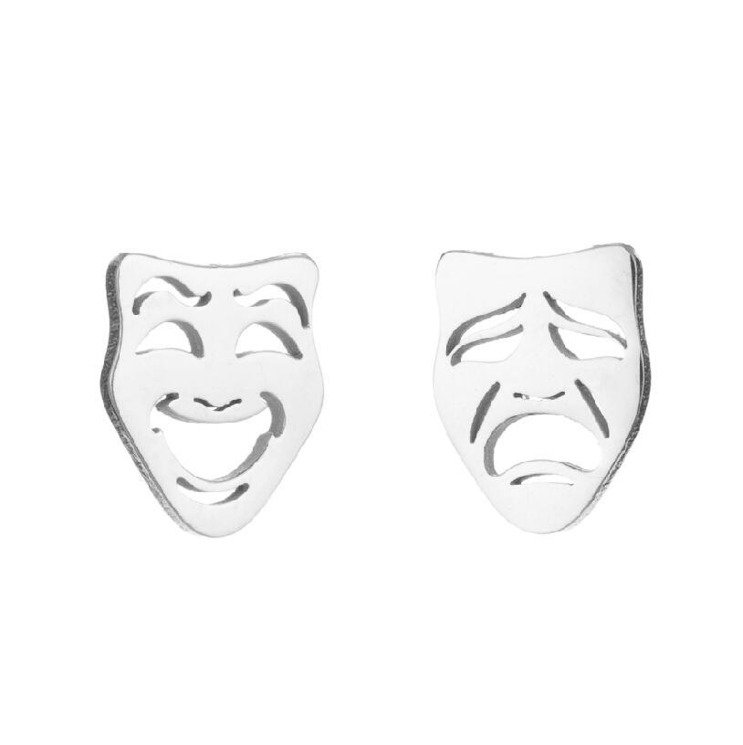 1 Pair Retro Emoji Face Titanium Steel Ear Studs display picture 2