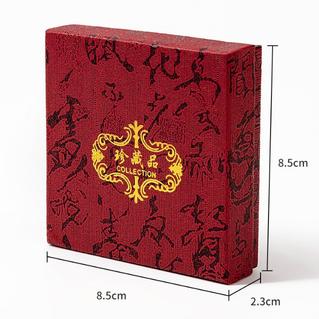 Embalaje de joyas Caja de papel Caja de regalo Caligrafía Tiandi Cubierta Anillo Colgante Pendientes Caja de almacenamiento Colección Logotipo de bronceado