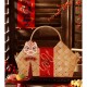 Bamboo empty hand basket + red silk satin + peace and joy lion awakening pendant + snake dance blessing seal, about 31x15.5x31cm
