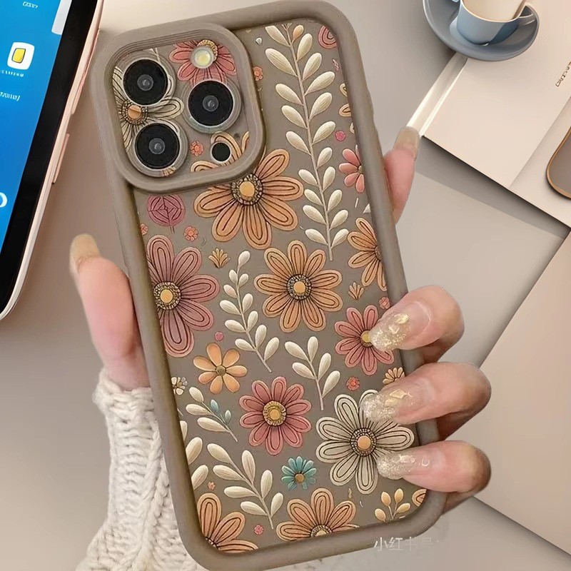 Patrón floral para Apple 16Promax funda para teléfono móvil Japón y Corea del Sur estilo ins iPhone15/14/13 Europa y América 12/