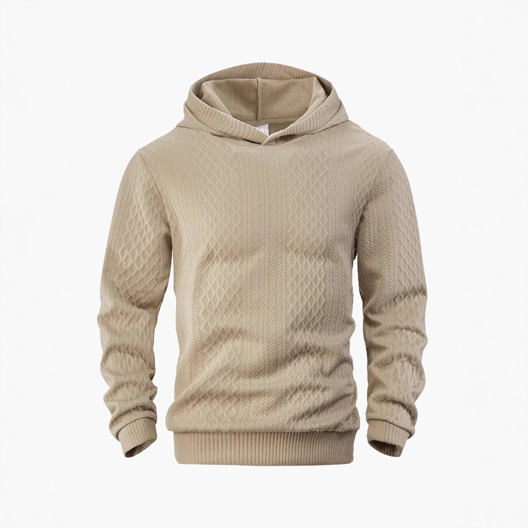 Nuevo transfronterizo de Europa y América Amazon otoño suelto de color sólido Jacquard Plaid para hombres manga larga chaqueta con sombrero