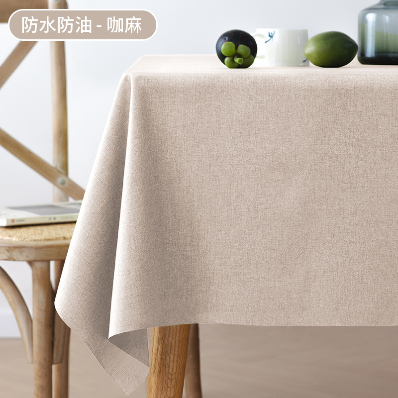 Tejido algodón lino impermeable a prueba de agua a prueba de aceite color sólido tela de mesa rectangular toalla de cubierta a prueba de polvo mesa de té doméstica tela de mesa al por mayor