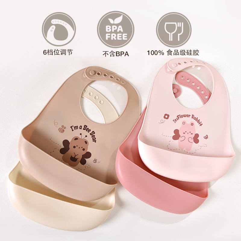 Babero de Alimentación Infantil Grande de Silicona de Grado Alimenticio, Impermeable, para Bebés