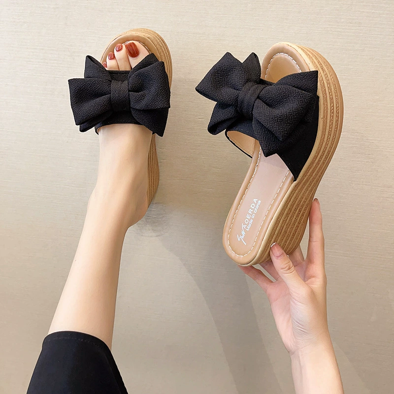 Клиновые тапочки женская верхняя одежда, увеличивающая рост 2024, новые летние прогулочные модные сандалии на платформе для морского отдыха