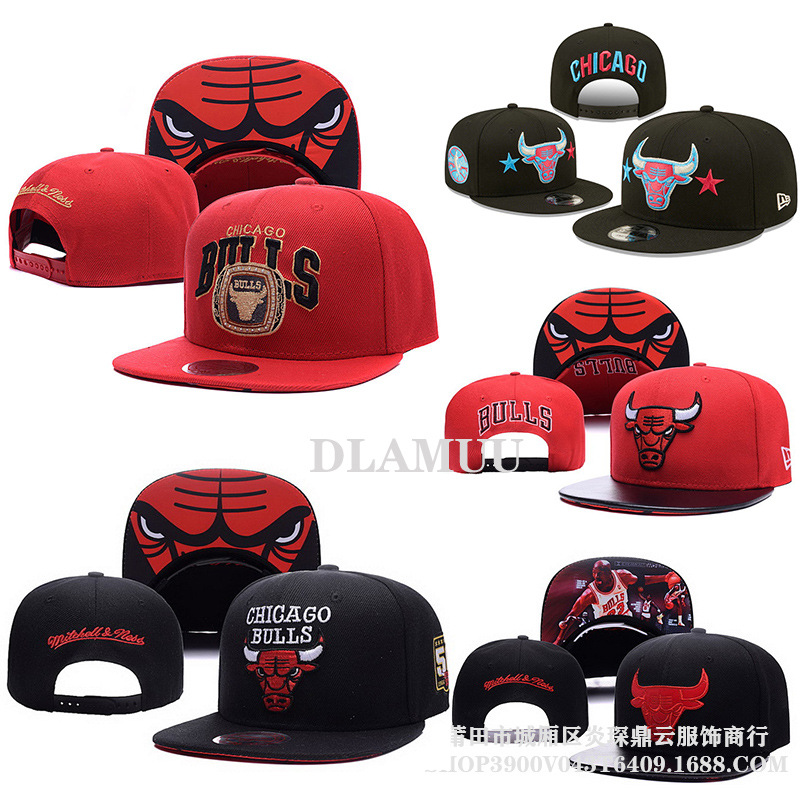 跨境NBA湖人牛头帽棒球帽子篮球帽子刺绣平沿帽美式潮男女鸭舌帽