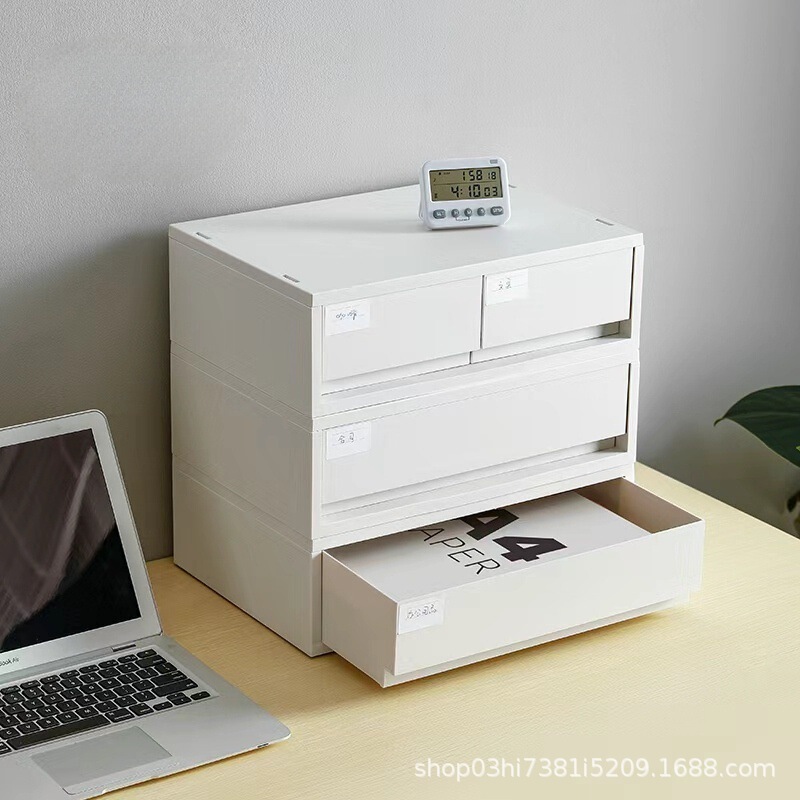 Drawer-Type Desktop Storage Box for Small Sundries, A4 File Organizer, Stackable Bedside Desk Storage Box
