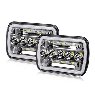 7-Inch 45W Square Headlight Modified with Dual-Color Aperture Angel Eyes Led Daytime Running Lights 5-Bead Square Car Light