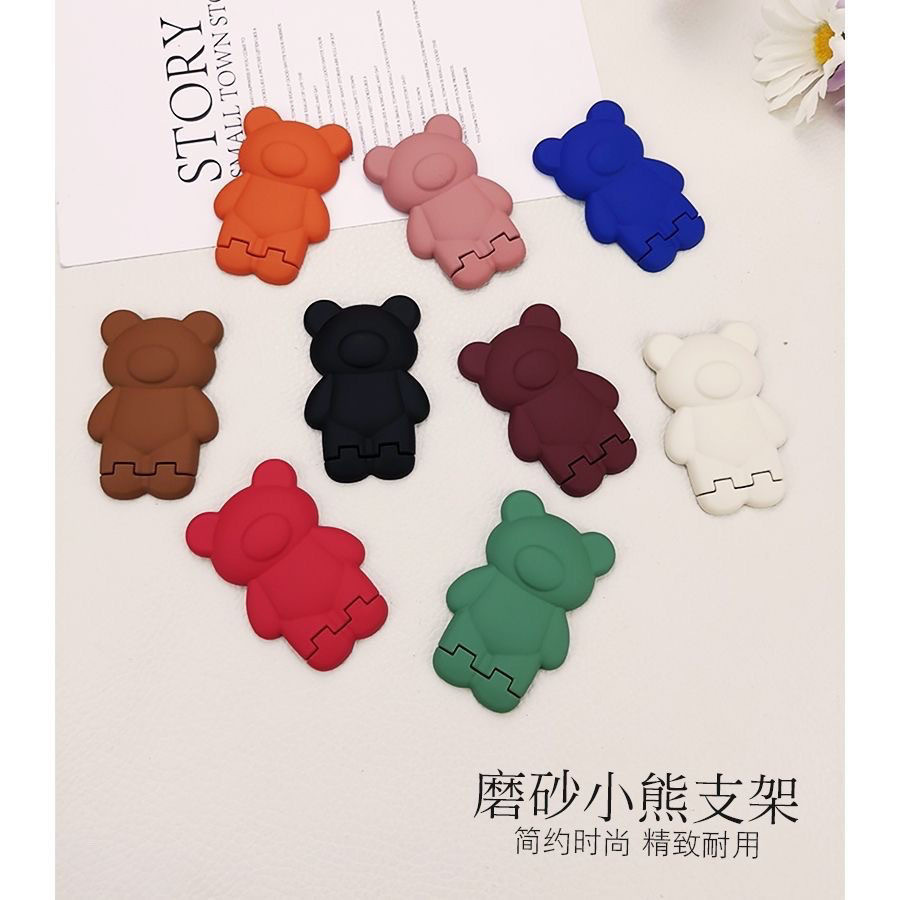 Macaron Series Bear Back-Mounted Mobile Phone Holder Telescopic Folding Holder Lazy Air Cushion Ring Buckle Holder