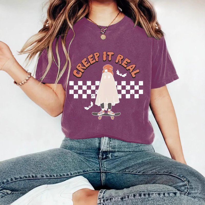 Amazon cross-border trade CREEP IP REAL ghost skateboard short sleeve women fashion T-shirt women in stock wholesale Amazon cross-border trade CREEP IP REAL ghost skateboard short sleeve women fashion T-shirt women in stock wholesale