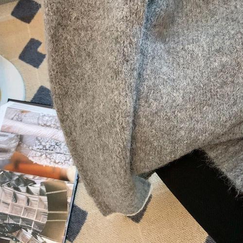 Autumn/Winter Color Block Design Women's Unique Relaxed Style Loose Soft Yarn Long Sleeve Knit Top
